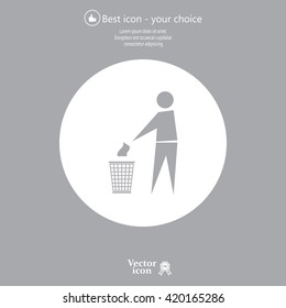 Trash bin or trash can with human figure symbol in vector with shadow