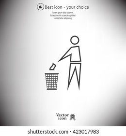 Trash bin or trash can with human figure symbol in vector with shadow