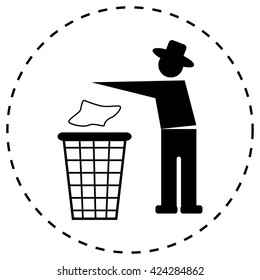 Trash bin or trash can with human figure symbol in vector 