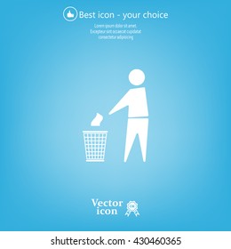 Trash bin or trash can with human figure symbol in vector with shadow