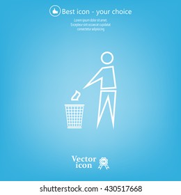 Trash bin or trash can with human figure symbol in vector with shadow
