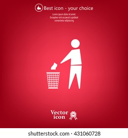 Trash bin or trash can with human figure symbol in vector with shadow