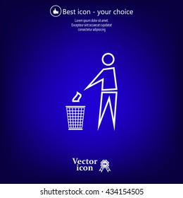 Trash bin or trash can with human figure symbol in vector with shadow