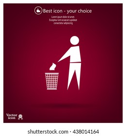 Trash bin or trash can with human figure symbol in vector with shadow