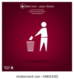 Trash bin or trash can with human figure symbol in vector with shadow