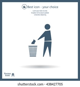 Trash bin or trash can with human figure symbol in vector with shadow