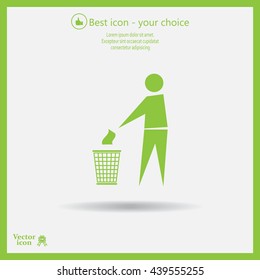 Trash bin or trash can with human figure symbol in vector with shadow