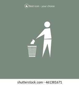 Trash bin or trash can with human figure symbol in vector with shadow