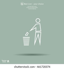 Trash bin or trash can with human figure symbol in vector with shadow