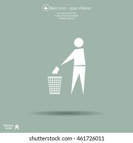 Trash bin or trash can with human figure symbol in vector with shadow