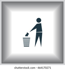 Trash bin or trash can with human figure symbol in vector with shadow