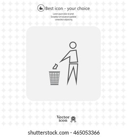Trash bin or trash can with human figure symbol in vector with shadow