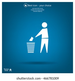 Trash bin or trash can with human figure symbol in vector with shadow