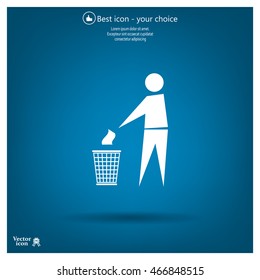 Trash bin or trash can with human figure symbol in vector with shadow
