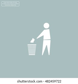 Trash bin or trash can with human figure symbol in vector with shadow