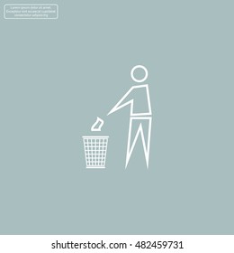 Trash bin or trash can with human figure symbol in vector with shadow