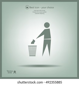 Trash bin or trash can with human figure symbol in vector with shadow