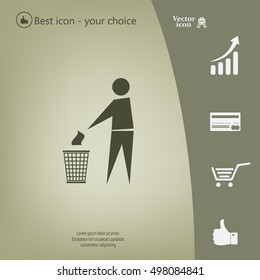 Trash bin or can with human figure symbol in vector with shadow