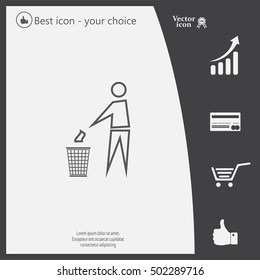 Trash bin or trash can with human figure symbol in vector with shadow