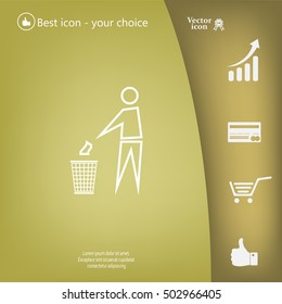 Trash bin or trash can with human figure symbol in vector with shadow
