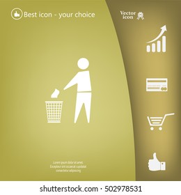 Trash bin or trash can with human figure symbol in vector with shadow