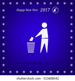 Trash bin or trash can with human figure symbol in vector with shadow