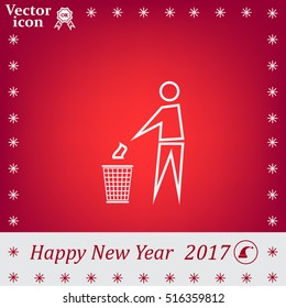 Trash bin or trash can with human figure symbol in vector with shadow