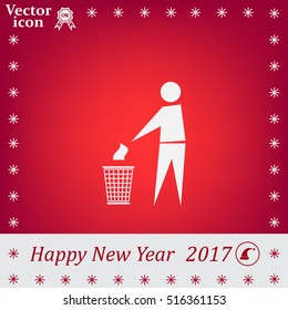 Trash bin or trash can with human figure symbol in vector with shadow