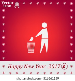 Trash bin or trash can with human figure symbol in vector with shadow