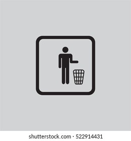 Trash bin or trash can with human figure symbol in vector