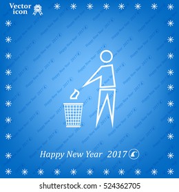 Trash bin or trash can with human figure symbol in vector with shadow