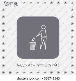 Trash bin or trash can with human figure symbol in vector with shadow