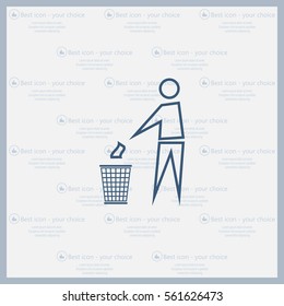 Trash bin or trash can with human figure symbol in vector with shadow