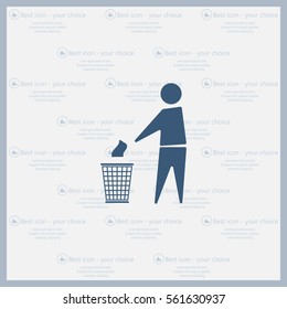 Trash bin or trash can with human figure symbol in vector with shadow