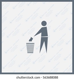 Trash bin or trash can with human figure symbol in vector with shadow