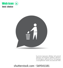 Trash bin or trash can with human figure symbol in vector with shadow
