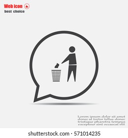 Trash bin or trash can with human figure symbol in vector with shadow
