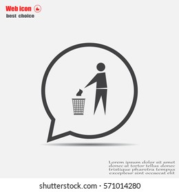 Trash bin or trash can with human figure symbol in vector with shadow