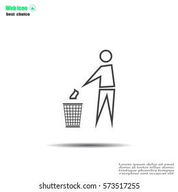 Trash bin or trash can with human figure symbol in vector with shadow