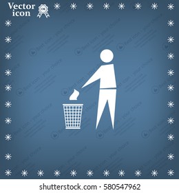 Trash bin or trash can with human figure symbol in vector with shadow