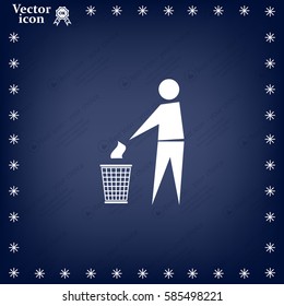 Trash bin or trash can with human figure symbol in vector with shadow