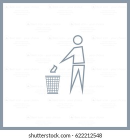 Trash bin or trash can with human figure symbol in vector with shadow