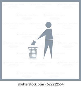 Trash bin or trash can with human figure symbol in vector with shadow