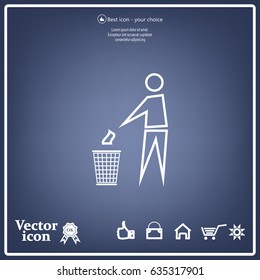 Trash bin or trash can with human figure symbol in vector with shadow