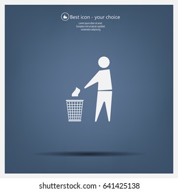 Trash bin or trash can with human figure symbol in vector with shadow