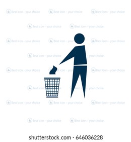 Trash bin or trash can with human figure symbol in vector with shadow