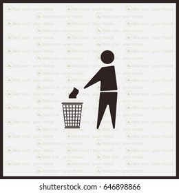 Trash bin or trash can with human figure symbol in vector with shadow