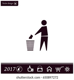 Trash bin or trash can with human figure symbol in vector 