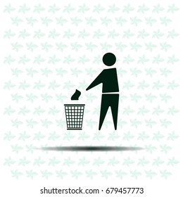 Trash bin or trash can with human figure symbol in vector with shadow