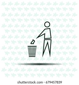 Trash bin or trash can with human figure symbol in vector with shadow